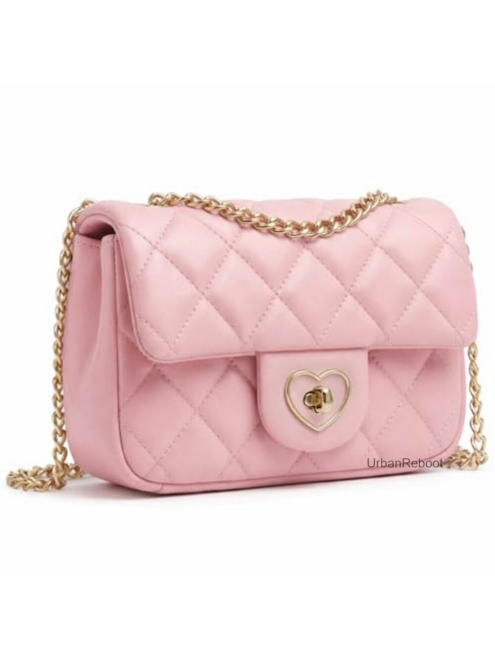 Faux Leather Heart Lock Satchel Crossbody Chain Bag Mini Purse